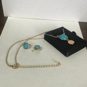 Crackle Stone Necklace & Earrings Set-NEW-Avon